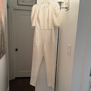 Black Halo Ivory Puff Sleeve Jumpsuit
